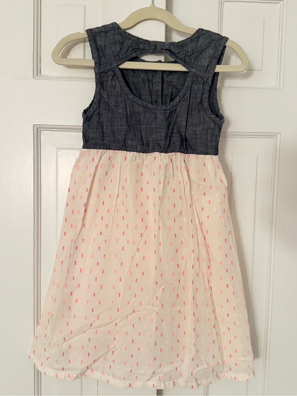 Tucker + Tate Girls Chambray Embroidered Dot Dress Size 6